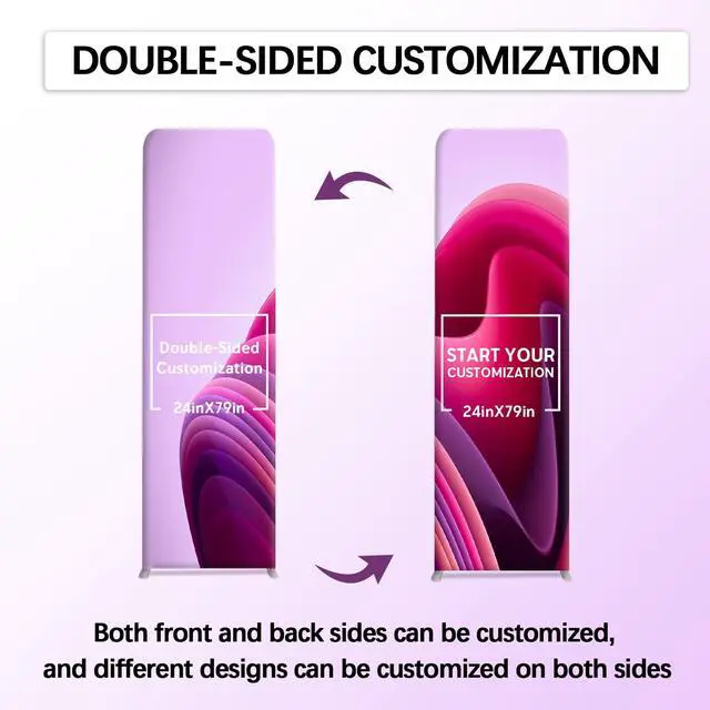 Alt view image 2 of 7 - Custom Rectangle Trade Show Display Tension Fabric for Backdrop Frame and Banner Set - Double-Sided Printing 24 x 79