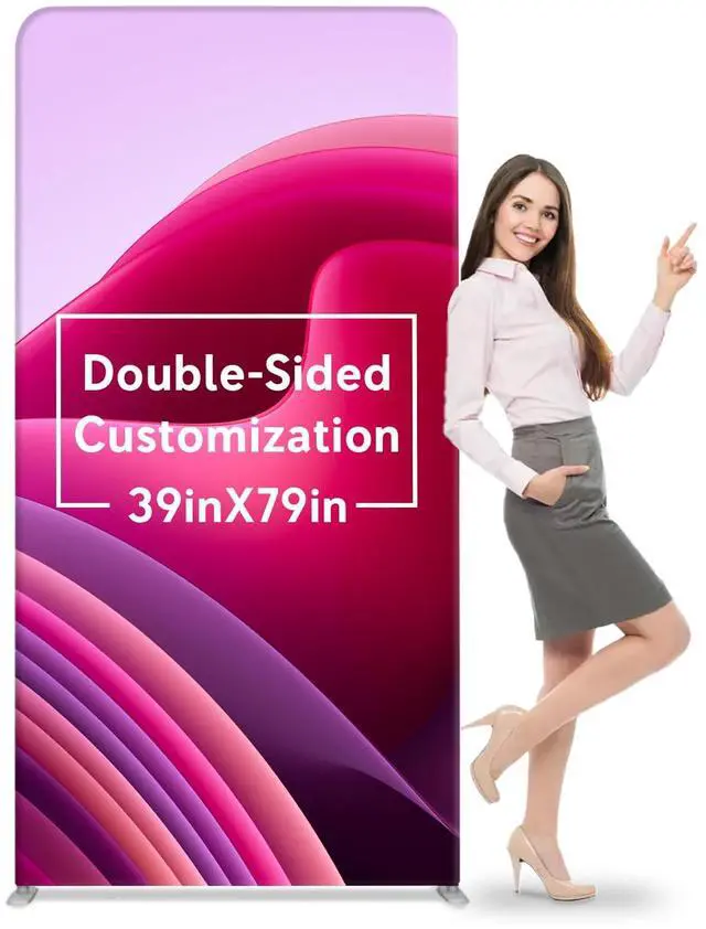 Main image of Custom Rectangle Trade Show Display Tension Fabric for Backdrop Frame and Banner Set - Double-Sided Printing for 39 x 79