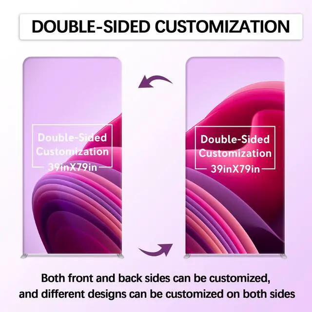 Alt view image 2 of 7 - Custom Rectangle Trade Show Display Tension Fabric for Backdrop Frame and Banner Set - Double-Sided Printing for 39 x 79