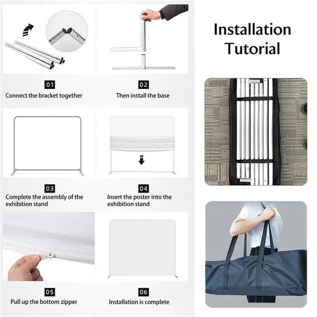 Alt view image 4 of 7 - Custom Rectangle Trade Show Display Tension Fabric for Backdrop Frame and Banner Set - Double-Sided Printing 24 x 79
