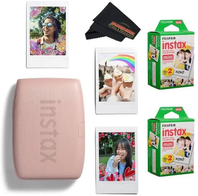 Main image of INSTAX Mini Link 3 Smartphone Printer with INSTAX Mini Instant Film and Sunshine Microfiber Cleaning Cloth... (2 Twin Pack (40 Sheets), Rose Pink)