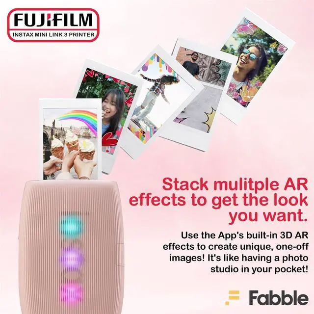 Alt view image 5 of 7 - INSTAX Mini Link 3 Smartphone Printer with INSTAX Mini Instant Film and Sunshine Microfiber Cleaning Cloth... (2 Twin Pack (40 Sheets), Rose Pink)