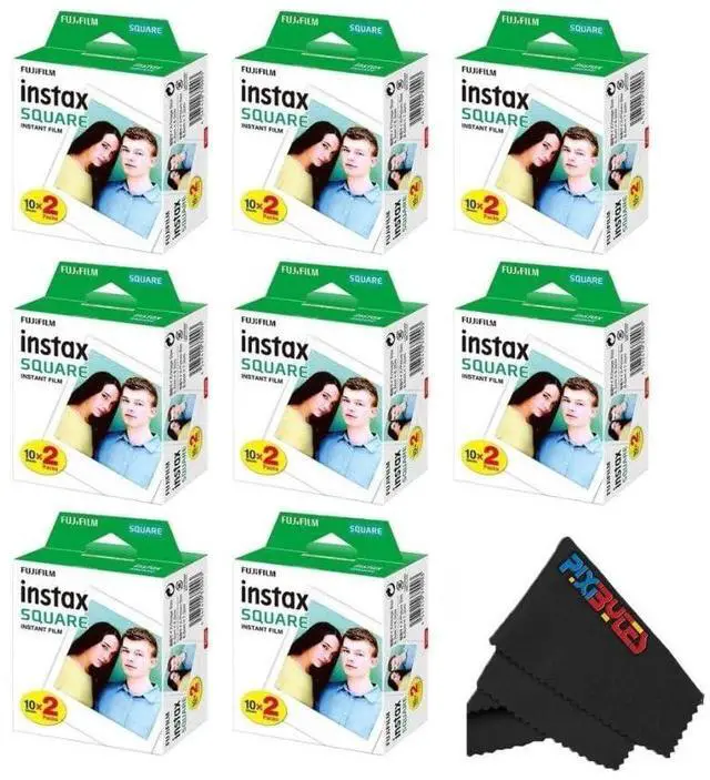 Main image of Instax Square Instant Film with USB and PixiBytes Microfiber Cleaning Cloth... (8 x Twin Packs)