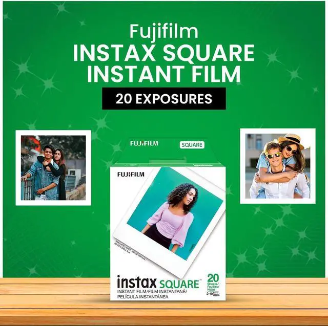 Alt view image 5 of 7 - Instax Square Instant Film with USB and PixiBytes Microfiber Cleaning Cloth... (8 x Twin Packs)