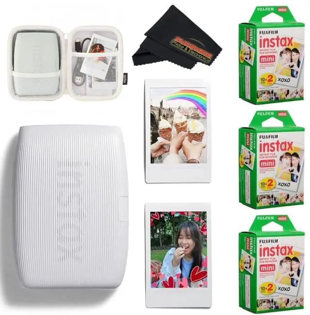 Main image of INSTAX Mini Link 3 Smartphone Printer with INSTAX Mini Instant Film and Sunshine Microfiber Cleaning Cloth... (3 Twin Pack (60 Sheets), Clay White)