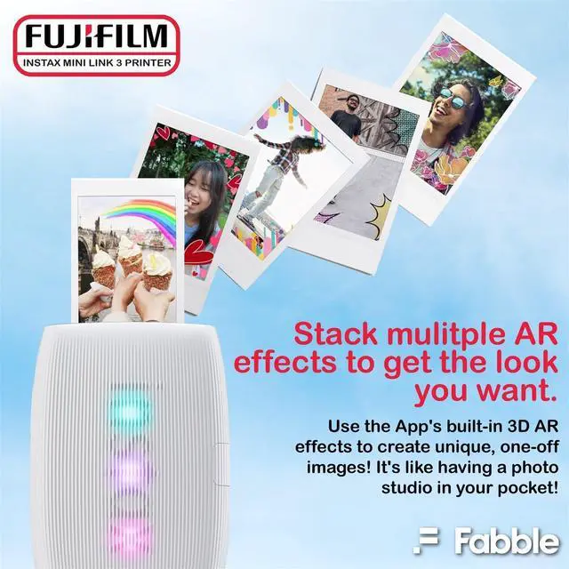 Alt view image 5 of 7 - INSTAX Mini Link 3 Smartphone Printer with INSTAX Mini Instant Film and Sunshine Microfiber Cleaning Cloth... (3 Twin Pack (60 Sheets), Clay White)