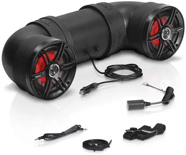 Main image of BTB6L ATV UTV Sound System - 6.5 Inch Speakers, 1 Inch Tweeters, Full Range, IPX5 Weatherproof, Bluetooth, Built-in Amplifier, Multicolor Illumination, Golf Cart Compatible