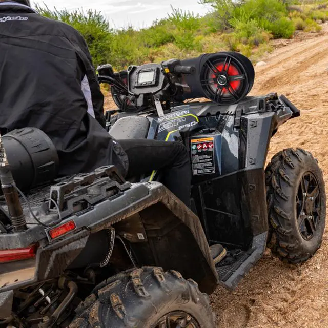 Alt view image 4 of 7 - BTB6L ATV UTV Sound System - 6.5 Inch Speakers, 1 Inch Tweeters, Full Range, IPX5 Weatherproof, Bluetooth, Built-in Amplifier, Multicolor Illumination, Golf Cart Compatible