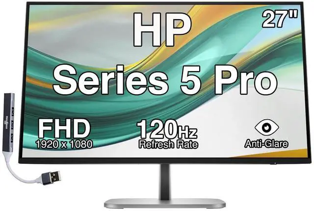 Main image of Series 5 Pro 27" FHD IPS Monitor with 120 Hz 350 Nits, 5ms Response Time | Anti-Glare, Flicker Free, VESA Mount (100mm), Adjustable Height, Swivel, Pivot & Dockztorm USB Port Expander