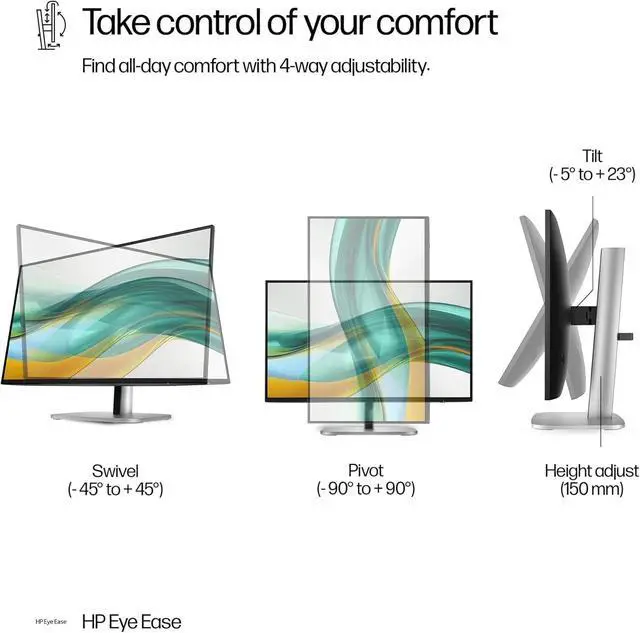 Alt view image 7 of 7 - Series 5 Pro 27" FHD IPS Monitor with 120 Hz 350 Nits, 5ms Response Time | Anti-Glare, Flicker Free, VESA Mount (100mm), Adjustable Height, Swivel, Pivot & Dockztorm USB Port Expander