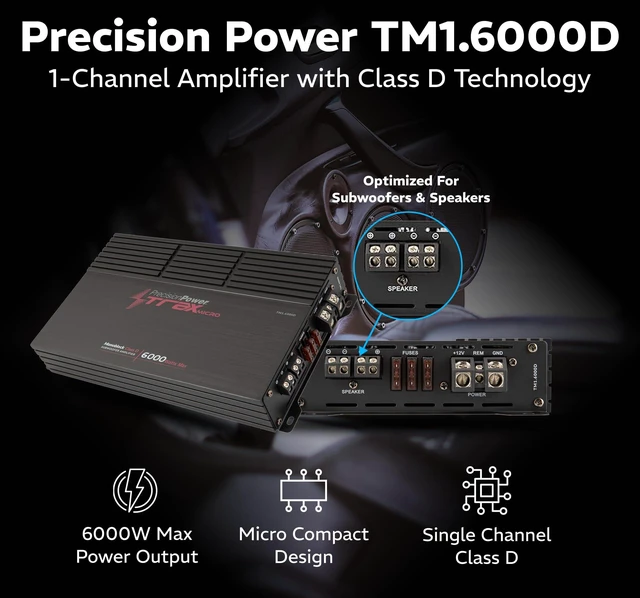 Alt view image 3 of 7 - Trax Micro Monoblock Class D Car Stereo Amplifier TM1.6000D 6000W Single Channel Digital Subwoofer Amp with Wired Bass Control & High-Level Inputs for Powerful Audio