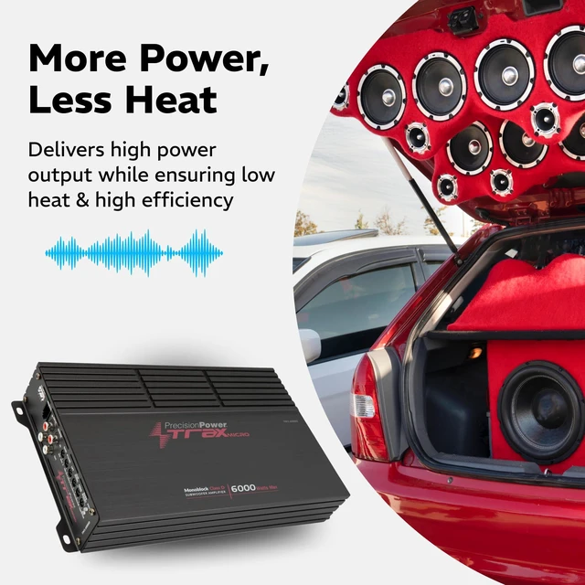 Alt view image 4 of 7 - Trax Micro Monoblock Class D Car Stereo Amplifier TM1.6000D 6000W Single Channel Digital Subwoofer Amp with Wired Bass Control & High-Level Inputs for Powerful Audio