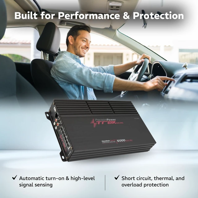 Alt view image 6 of 7 - Trax Micro Monoblock Class D Car Stereo Amplifier TM1.6000D 6000W Single Channel Digital Subwoofer Amp with Wired Bass Control & High-Level Inputs for Powerful Audio