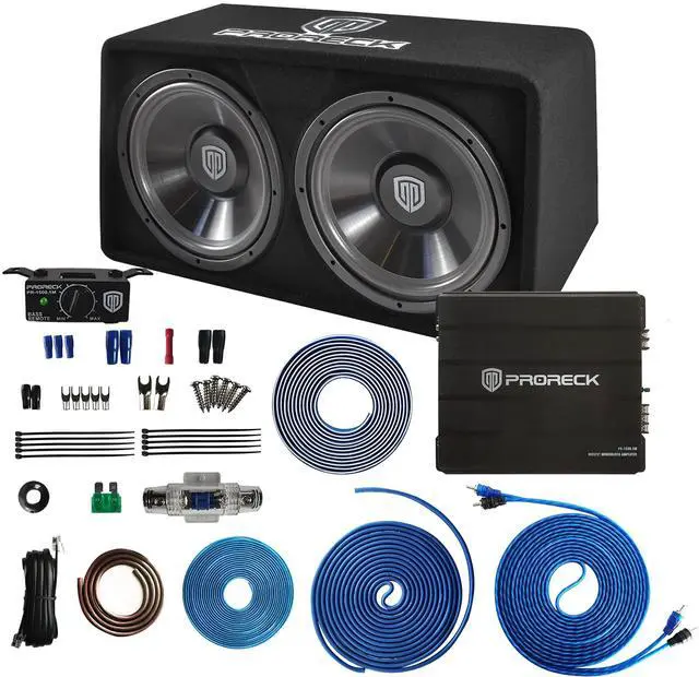 Main image of PR-122M Complete 1500W Dual 12" Car Subwoofer, Includes Loaded Enclosure with Mono Block Amplifier,Wiring Installation Kit