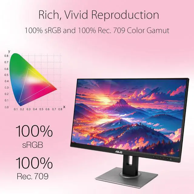 Alt view image 3 of 7 - 27" ProArt Display Monitor, WQHD (2560 x 1440), 100% sRGB/Rec. 709, Calman Verified, E<2, DisplayPort/HDMI/USB Hub/DVI-D Mini DP, Eye Care, Professional Monitor for Photo Video Editing