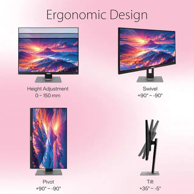 Alt view image 7 of 7 - 27" ProArt Display Monitor, WQHD (2560 x 1440), 100% sRGB/Rec. 709, Calman Verified, E<2, DisplayPort/HDMI/USB Hub/DVI-D Mini DP, Eye Care, Professional Monitor for Photo Video Editing