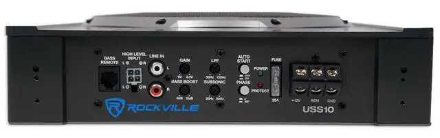 Alt view image 3 of 7 - USS10 10" Slim Under-Seat Active Powered Car/Truck Subwoofer | 800W Peak / 200W RMS, Bass Knob, CEA-2006 Compliant, RCA and High Level Inputs, Auto Turn-On, Built-In Amp, 2.9" Profile