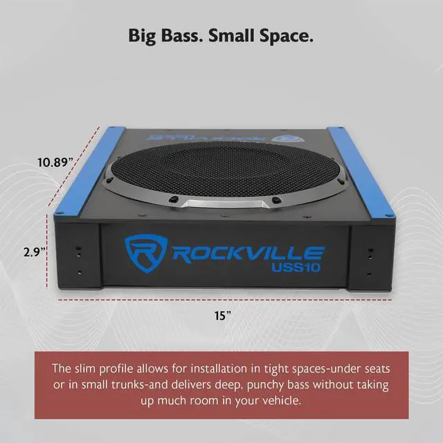 Alt view image 6 of 7 - USS10 10" Slim Under-Seat Active Powered Car/Truck Subwoofer | 800W Peak / 200W RMS, Bass Knob, CEA-2006 Compliant, RCA and High Level Inputs, Auto Turn-On, Built-In Amp, 2.9" Profile