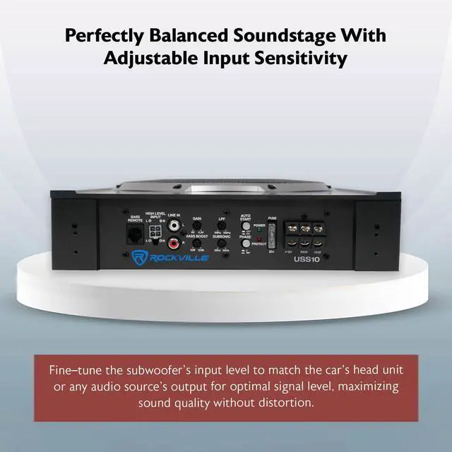 Alt view image 7 of 7 - USS10 10" Slim Under-Seat Active Powered Car/Truck Subwoofer | 800W Peak / 200W RMS, Bass Knob, CEA-2006 Compliant, RCA and High Level Inputs, Auto Turn-On, Built-In Amp, 2.9" Profile