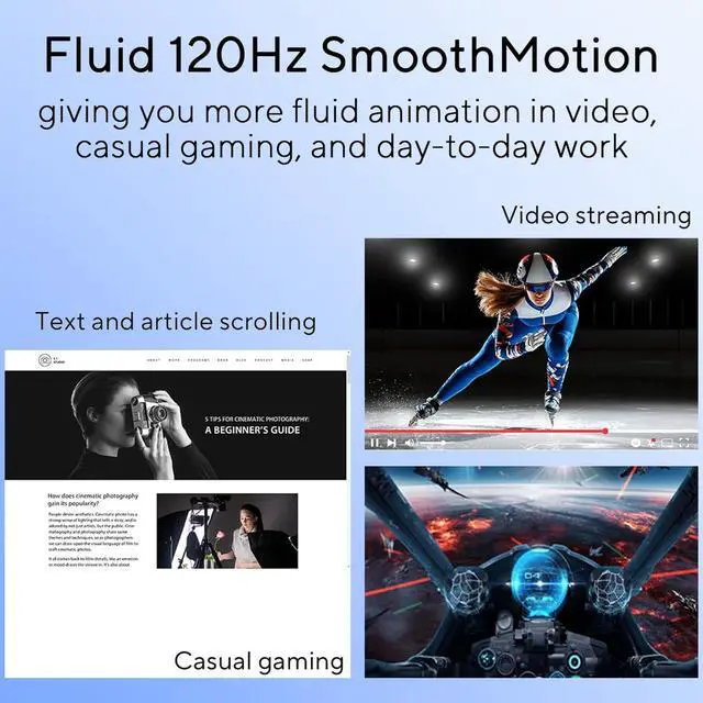 Alt view image 5 of 7 - 24" Monitor, 1080P IPS Full HD Display, 120Hz Refresh Rate, 1ms MPRT, Eye Care Technology with Low Blue Light Flicker Free, Frameless Design, HDMI | VGA, VESA Mountable