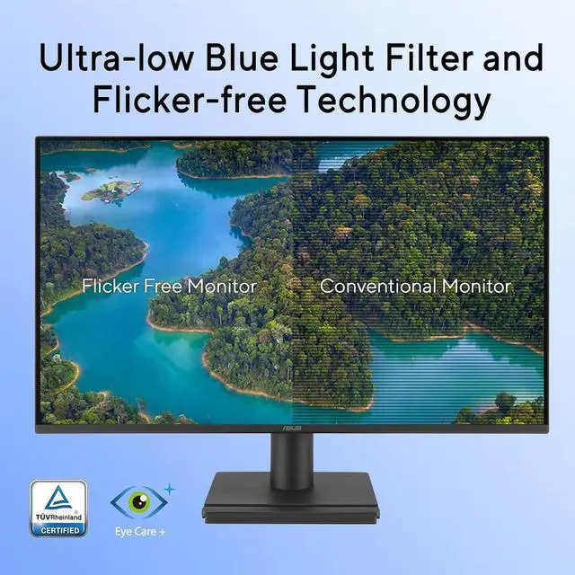 Alt view image 6 of 7 - 24" Monitor, 1080P IPS Full HD Display, 120Hz Refresh Rate, 1ms MPRT, Eye Care Technology with Low Blue Light Flicker Free, Frameless Design, HDMI | VGA, VESA Mountable