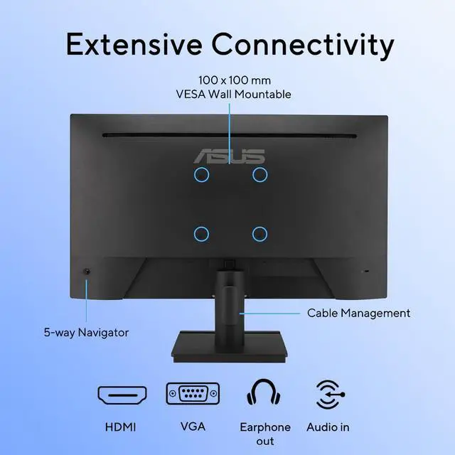 Alt view image 7 of 7 - 24" Monitor, 1080P IPS Full HD Display, 120Hz Refresh Rate, 1ms MPRT, Eye Care Technology with Low Blue Light Flicker Free, Frameless Design, HDMI | VGA, VESA Mountable