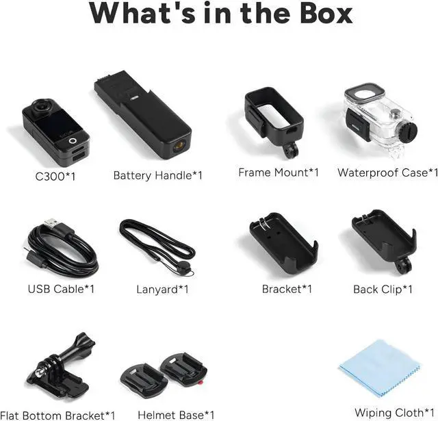 Alt view image 7 of 7 - C300 Action Camera 4K 30FPS 6-Axis Gyro Stabilization 30M Waterproof 1.3 Touch Screen 154° Wide Angle 8X Digital Zoom