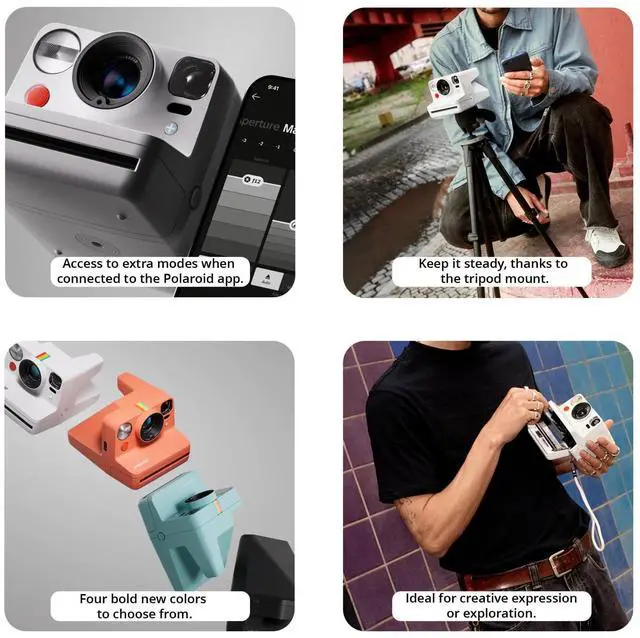 Alt view image 3 of 7 - Now Generation 3 Purple Analog Instant Camera Bundle | Built-in Tripod Mount, Accessories - Two-Lens AF System, Manual Mode, (17 items)