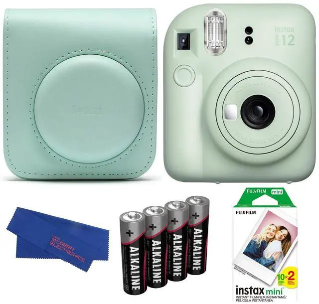 Main image of INSTAX MINI 12 Instant Film Camera (Mint Green) Bundle, Includes: INSTAX Mini Film (20 Exposures), INSTAX Mini 12 Case and More (5 Items)