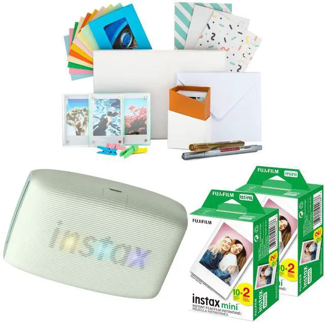 Main image of Instax Mini Link 3 Compact Smartphone Printer Bundle (Sage Green) | Polaroid Film Kit, AiR Studio App, (4 items)