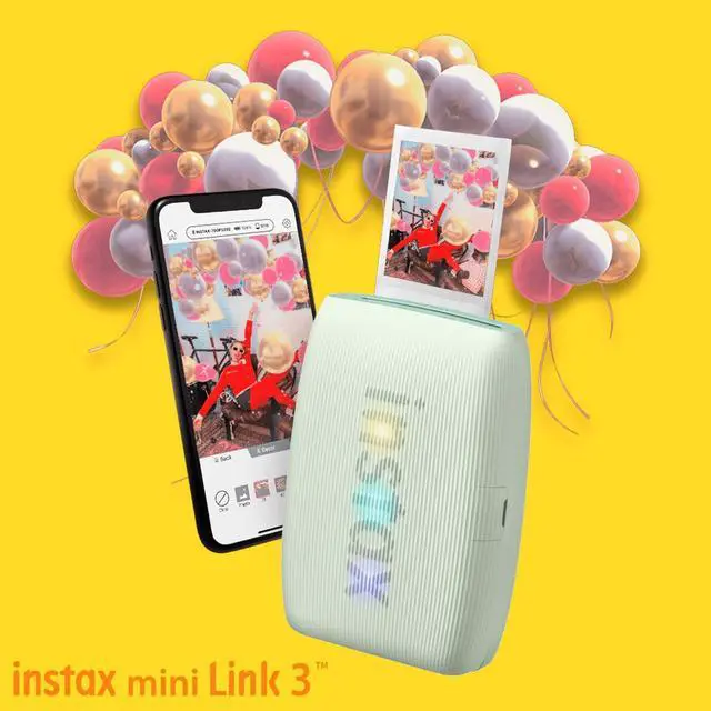 Alt view image 2 of 7 - Instax Mini Link 3 Compact Smartphone Printer Bundle (Sage Green) | Polaroid Film Kit, AiR Studio App, (4 items)