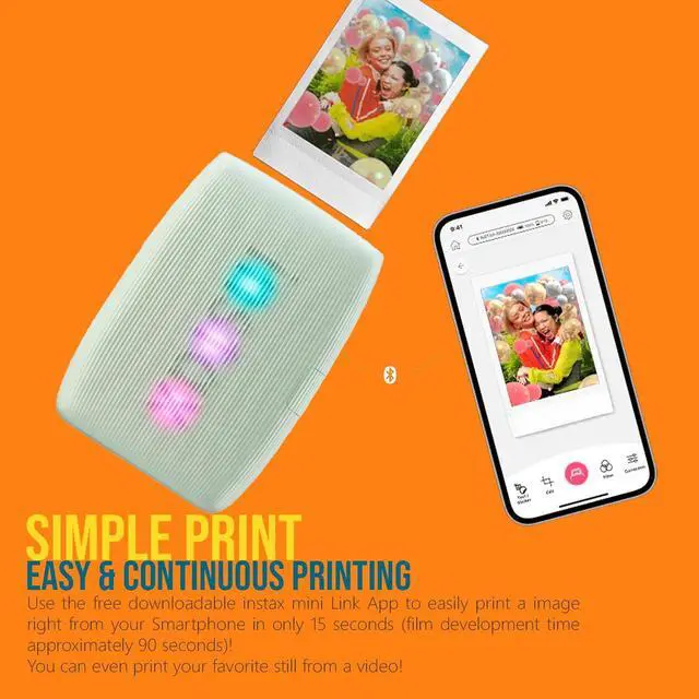 Alt view image 3 of 7 - Instax Mini Link 3 Compact Smartphone Printer Bundle (Sage Green) | Polaroid Film Kit, AiR Studio App, (4 items)