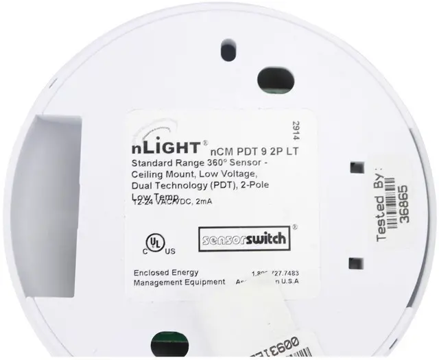 Alt view image 2 of 2 - Ncm-Pdt-9-2P-Lt Nlight Standard Range 360 Sensor Ceiling Mount Low Voltage, White