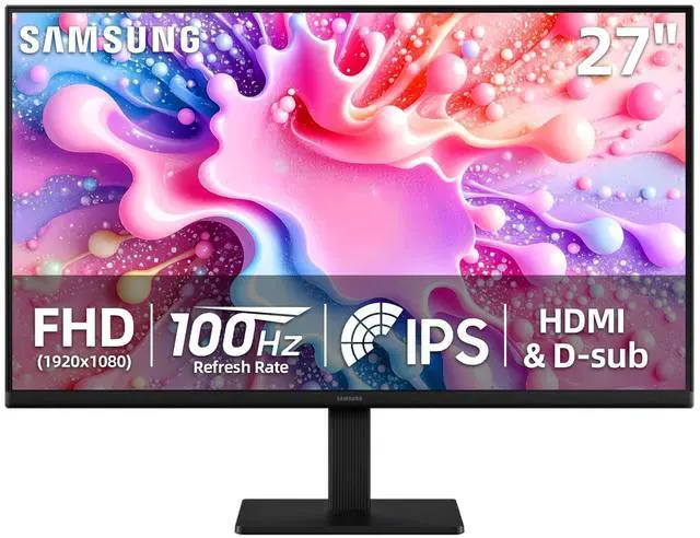 Main image of 27 inch IPS FHD (1920 x 1080) Monitor, S3 Series, 100Hz Refresh Rate, AMD FreeSync, Flicker-Free, Game Mode, Eye Care, HDMI & VGA, Ergonomic Design, VESA Mountable, Tilt Adjustment, Black