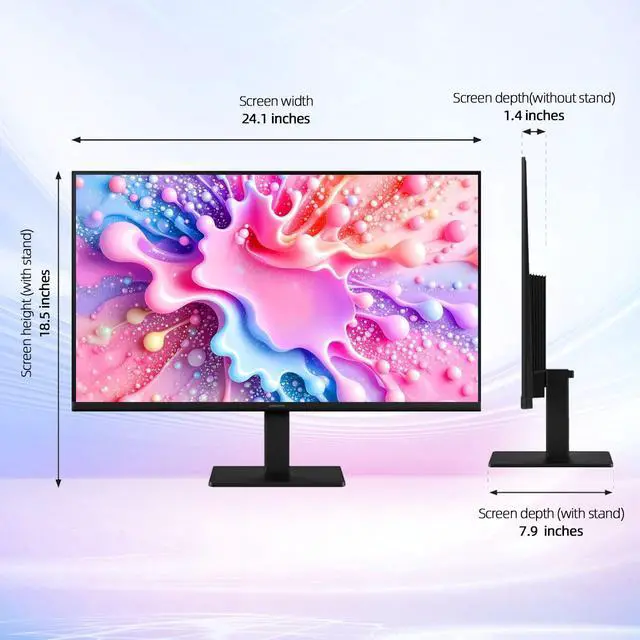 Alt view image 3 of 6 - 27 inch IPS FHD (1920 x 1080) Monitor, S3 Series, 100Hz Refresh Rate, AMD FreeSync, Flicker-Free, Game Mode, Eye Care, HDMI & VGA, Ergonomic Design, VESA Mountable, Tilt Adjustment, Black