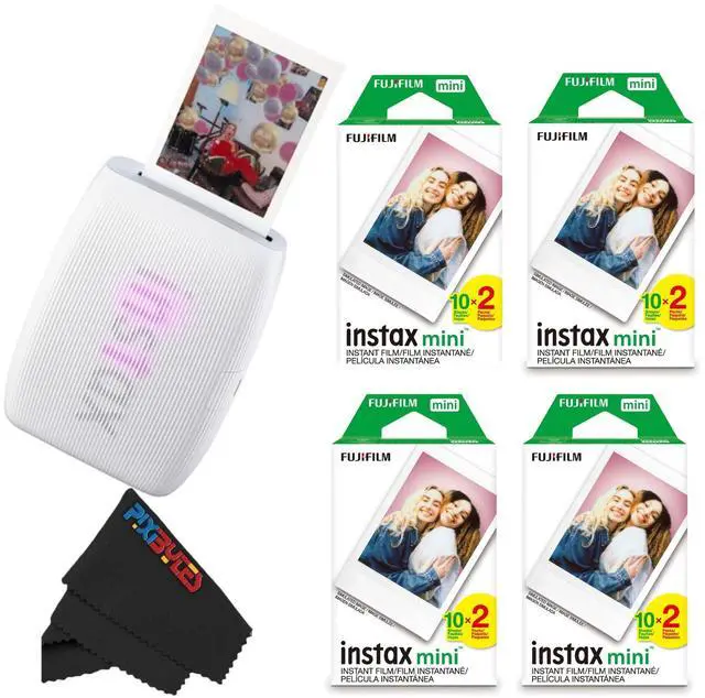 Main image of Instax Mini Link 3 Smartphone Printer with Instax Mini Films and Free Bonus Microfiber Cleaning Cloth... (Clay White, 4 x Twin Pack (80 Sheets))