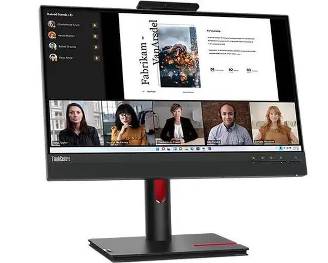 Alt view image 3 of 6 - ThinkVision 22" FHD IPS Conferencing Monitor with 4ms Response Time | Anti-Glare, VESA Mount (100 x 100mm), Adjustable Height, Tilt, Swivel, Pivot, HDMI w/DKZ Hub & ErgoFlexy Single Mount Arm