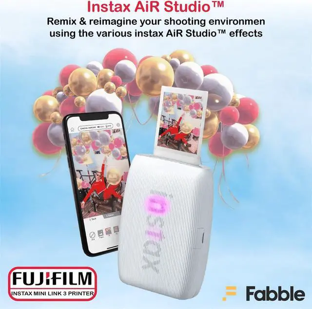 Alt view image 7 of 7 - Instax Mini Link 3 Smartphone Printer with Instax Mini Films and Free Bonus Microfiber Cleaning Cloth... (Clay White, 4 x Twin Pack (80 Sheets))