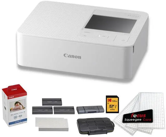 Main image of Selphy CP1500 Compact WiFi AirPrint USB and Dye Photo Printer (White) | Bundle includes Accessories, Wireless connectivity, Sublimation, Ink / 108 Sheet 4x6 Paper Set, Take It with You, (12 items)