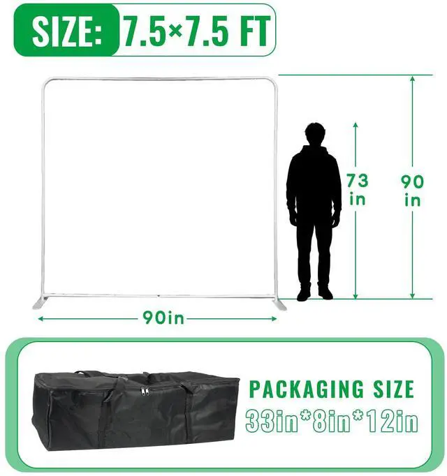 Alt view image 2 of 6 - Custom Tension Fabric Backdrop Stand for Trade Show Display, Aluminum Display Backdrop Holders for Business Advertising, Wedding & Party - 7.5x7.5 FT Stand Only