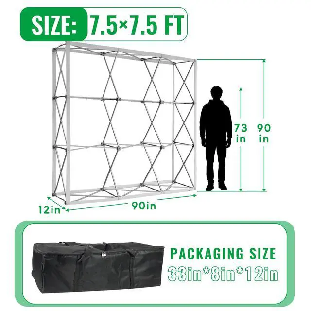 Alt view image 2 of 6 - Custom Pop Up Backdrop Stand for Trade Show Booth Display, Aluminum Pop Up Display Backdrop with Collapsible Frame - 7.5x7.5 FT Stand Only