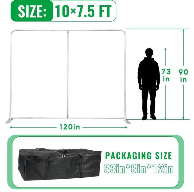 Alt view image 2 of 6 - Custom Tension Fabric Backdrop Stand for Trade Show Display, Aluminum Display Backdrop Holders for Business Advertising, Wedding & Party - 7.5x10 FT Stand Only