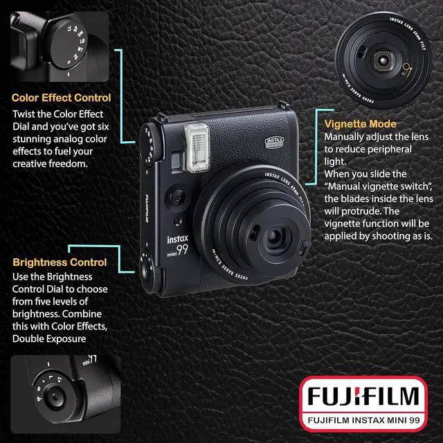 Alt view image 7 of 7 - Instax Mini 99 Instant Film Camera (Black) (Camera + 2 Film (40 Exposure))