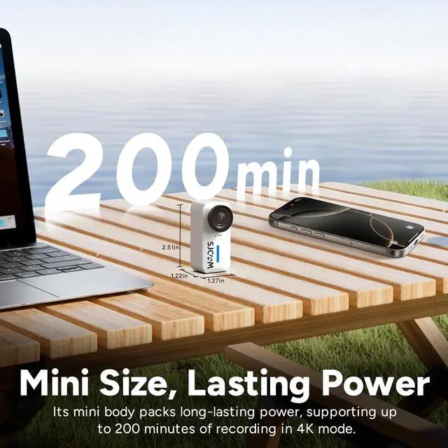Alt view image 2 of 7 - C110 Plus Action Camera with 4K Video, Gyro Stabilization, and Audio Recording, Bundle Including: 64GB Micro SD Card, Card Reader, Card Wallet, and USBC Adapter