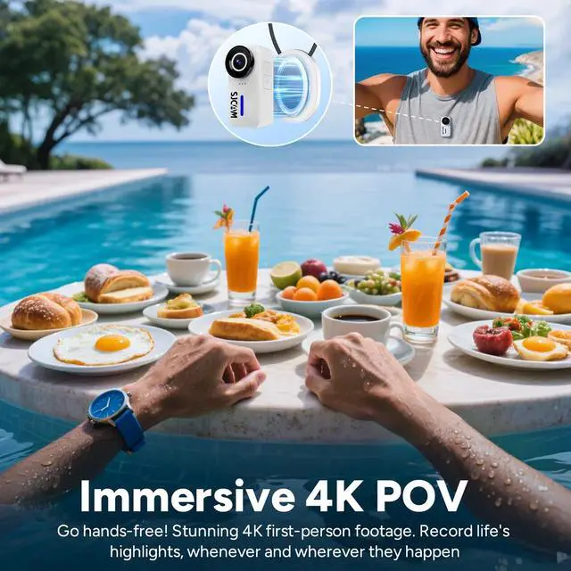 Alt view image 3 of 7 - C110 Plus Action Camera with 4K Video, Gyro Stabilization, and Audio Recording, Bundle Including: 64GB Micro SD Card, Card Reader, Card Wallet, and USBC Adapter