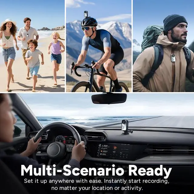 Alt view image 4 of 7 - C110 Plus Action Camera with 4K Video, Gyro Stabilization, and Audio Recording, Bundle Including: 64GB Micro SD Card, Card Reader, Card Wallet, and USBC Adapter