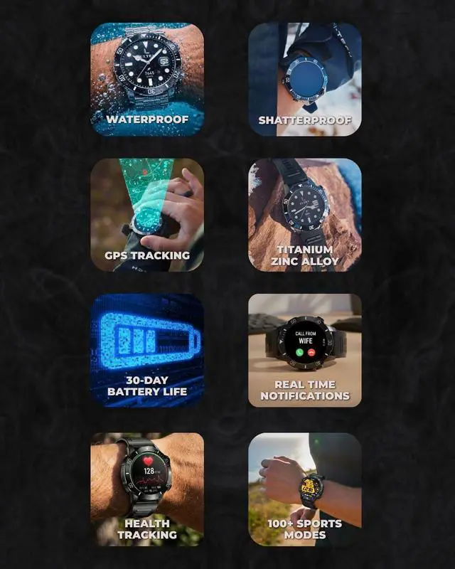 Alt view image 2 of 7 - Ultra Rugged Smart Watch for Men, Bluetooth Calling, 30-Day Battery Life, IP69K Water Resistant, Fitness Tracker with Heart Rate & Sleep Monitor, Compatible with iPhone & Android
