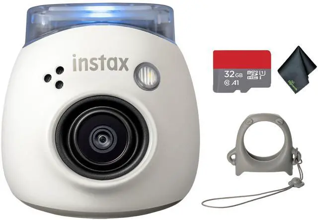 Main image of INSTAX Instant Camera (Milky White) Bundle | For Parties, Events & Instant Photos | Includes 32GB Memory Card, Cleaning Cloth