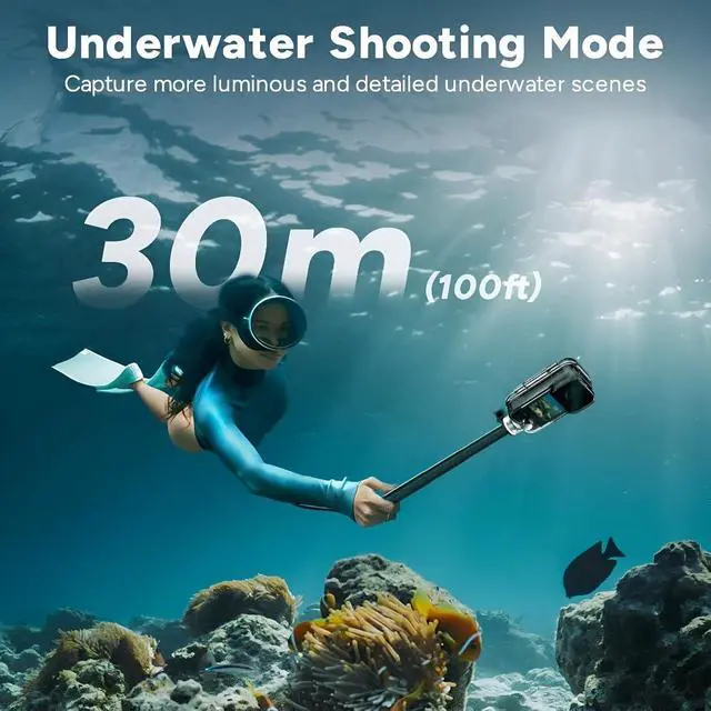 Alt view image 5 of 7 - C300 Action Camera 4K 30FPS 6-Axis Gyro Stabilization 30M Waterproof 1.3 Touch Screen 154° Wide Angle 8X Digital Zoom