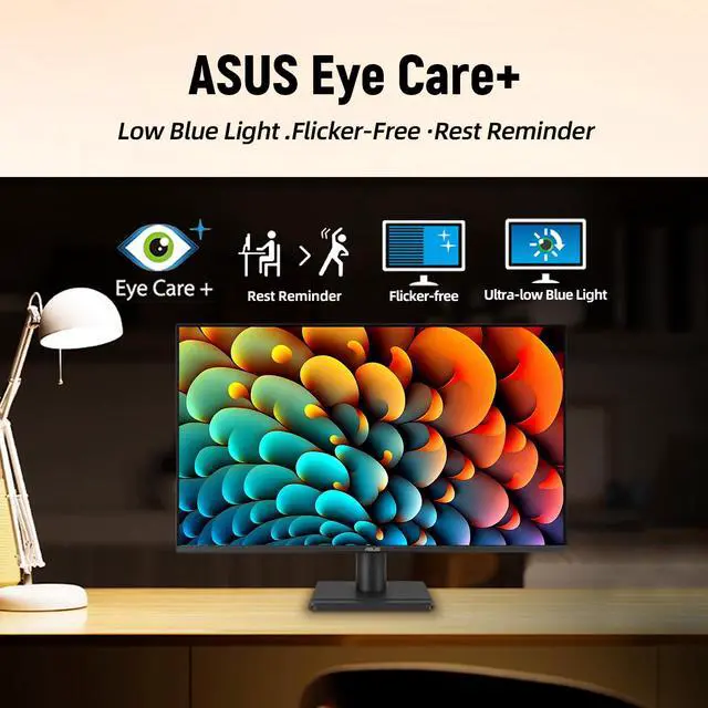 Alt view image 3 of 7 - 27 inch 1440p Monitor, QHD(2560 x 1440), 75Hz, 1ms MPRT, 99% sRGB, Adaptive-Sync, HDMI, DisplayPort, VGA, Built-in Speakers, Low Blue Light, Eye Care, Flicker-Free, VESA Mountable